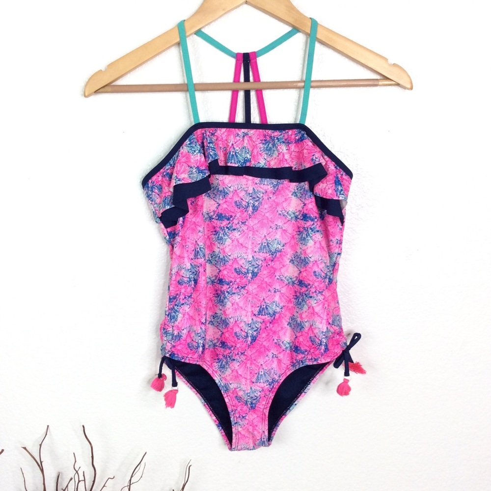LIMITED TOO Ruffle Tassel One-Piece Swimsuit